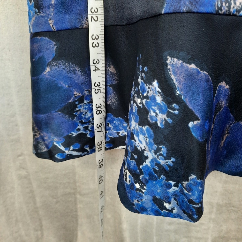 Banana Republic Dress Womens 10 Blue Watercolor Floral Ruffle Hem Career Office - Picture 14 of 15